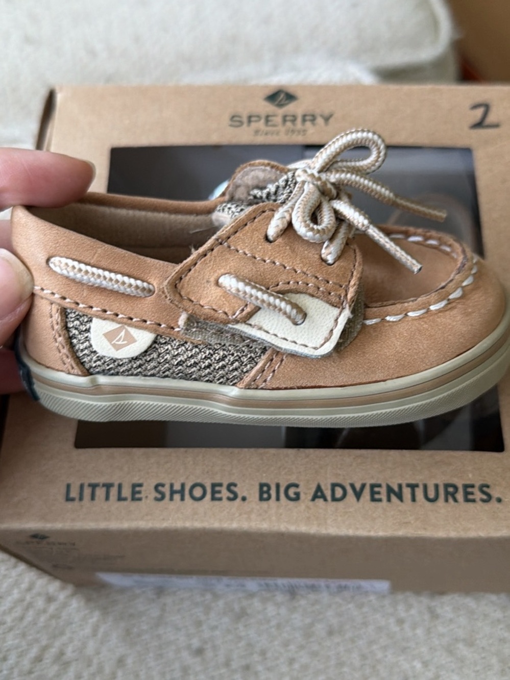 Sperry Kids Tan & Cream Moccasin Boat Shoe
